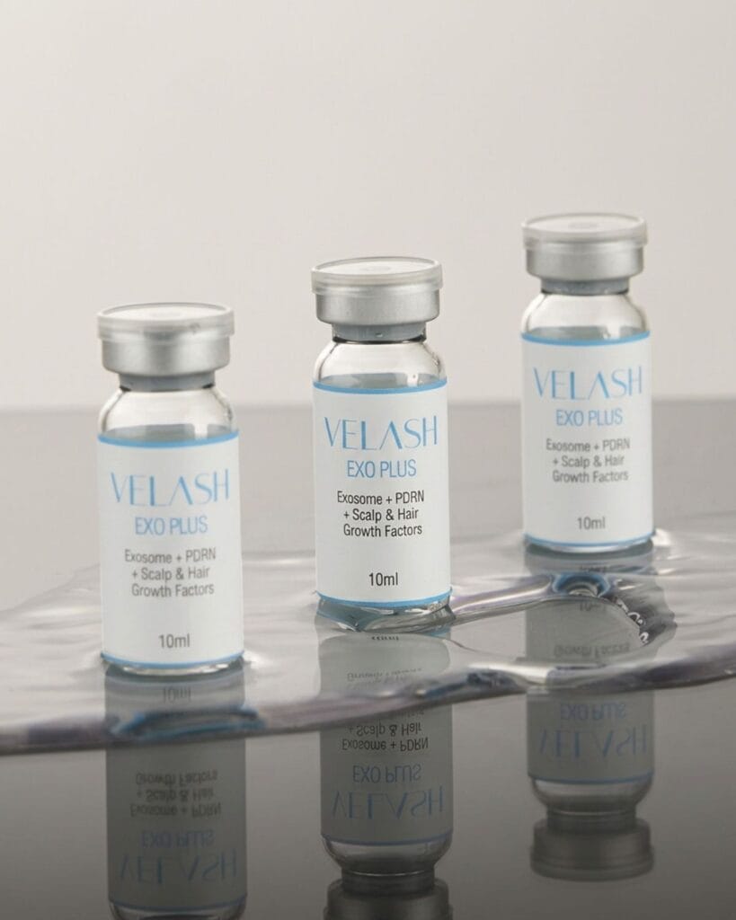 VELASH EXO PLUS Exosome ve PDRN içeren 10 ml saç ve saç derisi güçlendirme flakonları
