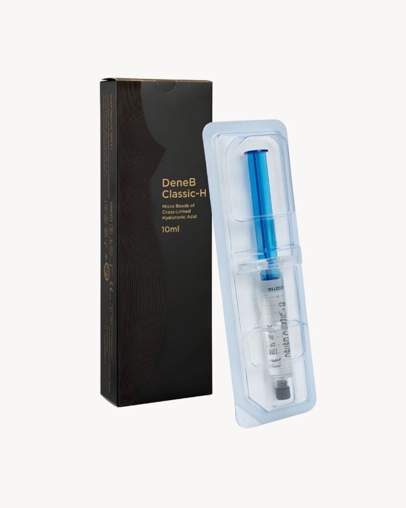 DeneB Classic H 10 ml vücut ve özel bölge dolgusu ürün kutusu ve enjektör görseli