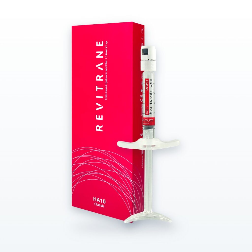 Revitrane Classic HA10 1 mL kutu ve 30G JBP iğneli hazır şırınga bir arada, hyalüronik asit dermal dolgu, Class III tıbbi cihaz