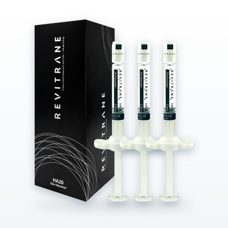Revitrane HA20 Skin Booster kutu ve 2 mL × 3 hazır şırınga bir arada, biyorevitalizasyon için hyalüronik asit, Class III tıbbi cihaz