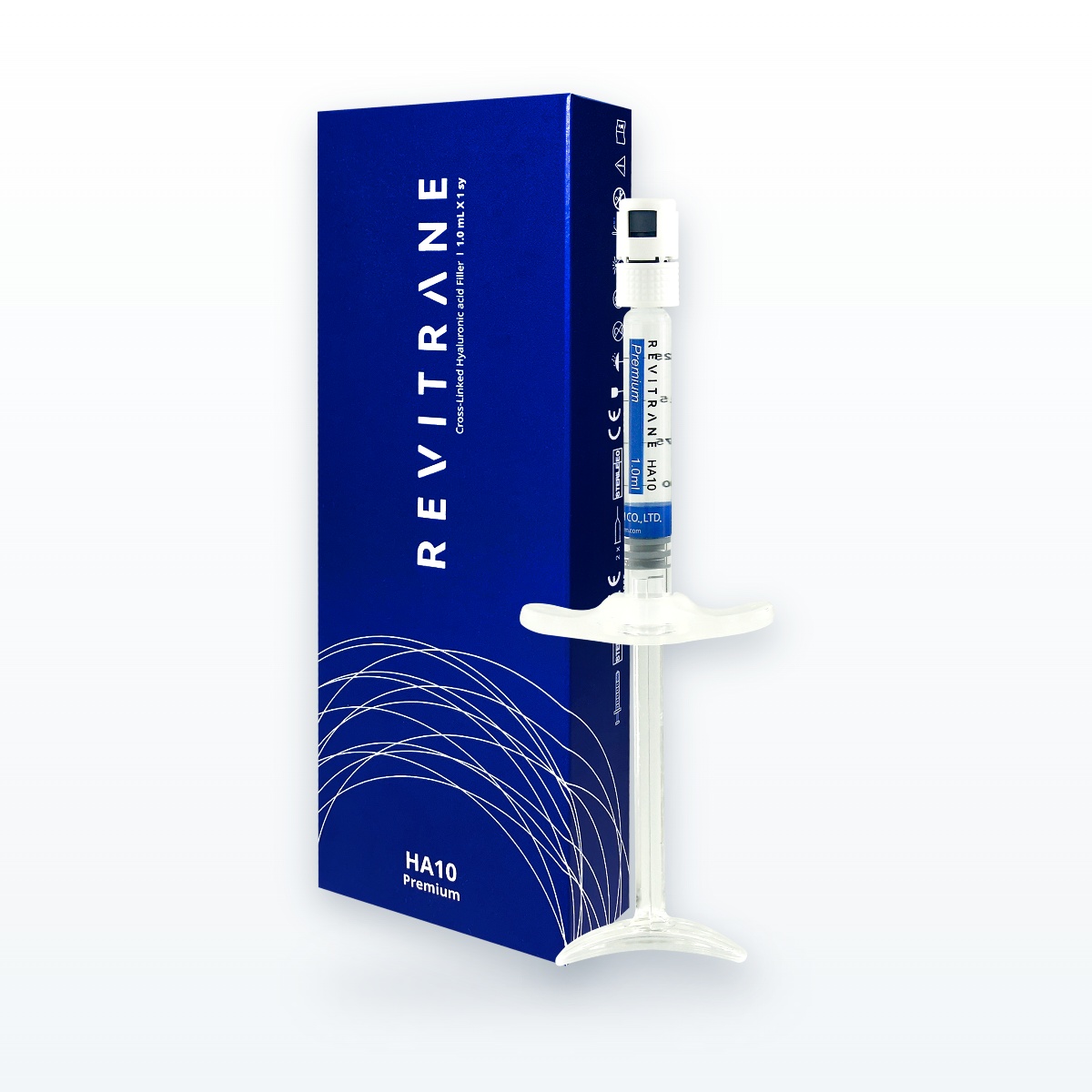 Revitrane Premium — kutu ve şırınga seti Revitrane Premium HA10 1 mL kutu ve 27G JBP iğneli hazır şırınga bir arada, hyalüronik asit dermal dolgu, Class III tıbbi cihaz