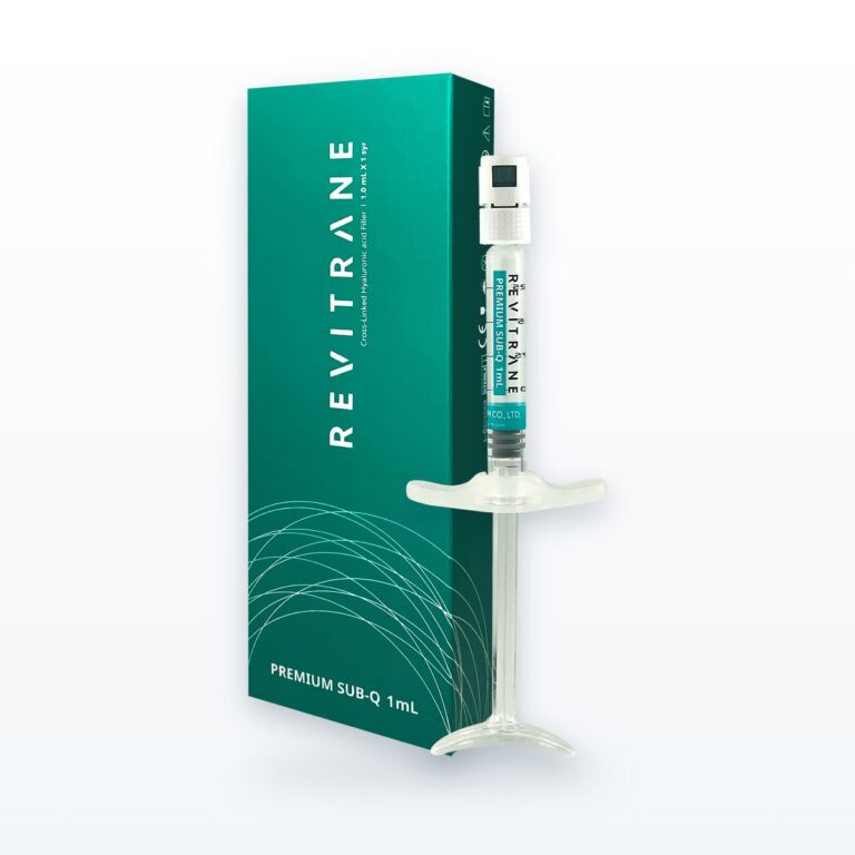 Revitrane Premium Sub-Q 1 mL kutu ve 25G JBP iğneli hazır şırınga bir arada, derin subkutan hyalüronik asit dolgu, Class III tıbbi cihaz